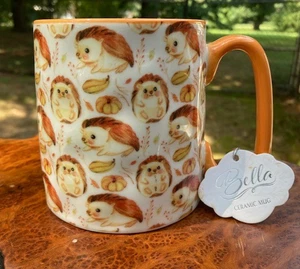 Hedgehog by 10 Strawberry Street Dimpled Bella Mug Gift Tag Orange Pumpkin Fall - Picture 1 of 8