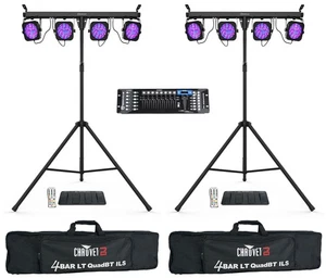 2 Chauvet DJ 4BAR LT QuadBT ILS Bluetooth Light Kits+Footswitches+DMX Controller - Picture 1 of 12