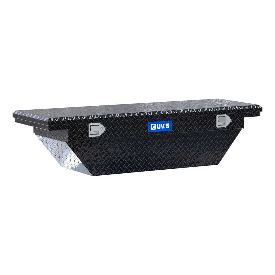 UWS 60" Truck Angled Crossover Box Tool Box Low Profile Gloss Black Aluminum - Изображение 1 из 4
