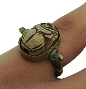 Vintage Rare Handmade Egyptian Scarab Copper Ring Size 7 Vintage Style Jewelry - Picture 1 of 8