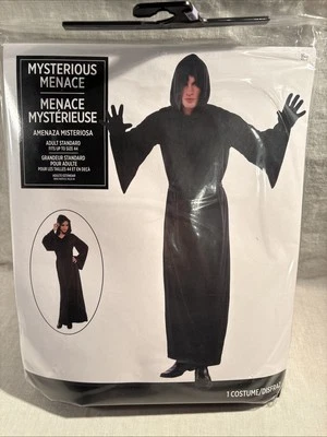 Black Horror Robe Halloween Costume w Hood Adults 1 Size. Fits Up To Size 44. - Image 1 of 4