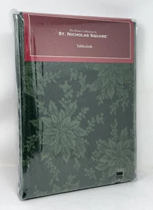 St Nicholas Square Green Holly Tablecloth Fabric Oblong Rectangle 60 x 104 ~ NEW - Picture 1 of 4