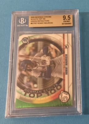 2020 Bowman Chrome #BTP67 Scouts Top 100 Ronny Mauricio RC Mets 71/99 - Image 1 of 4