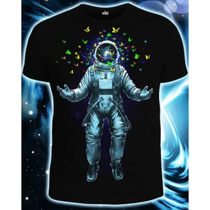 Herren T-Shirt "Space inside" mit Muster unter UV Schwarzlicht leuchtet Neon  - Bild 1 von 5