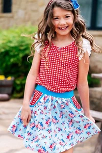 Wildflowers HAPPY TOWN USA Ticket Booth Tank & Welcome Home Skort size 14 NWT - Picture 1 of 7