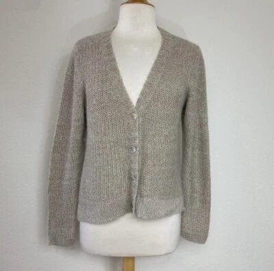 Cárdigan Eileen Fisher Taupe Metálico Mohair Alpaca Botón Talla Mediana Usado en Excelente Condición Clásico Foto 1 de 4