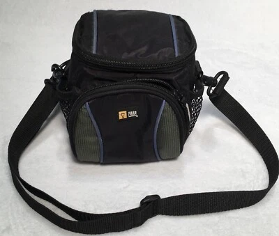 Case Logic Small Black Camcorder Bag with Blue Trim Crossbody Strap EUC - Image 1 of 4