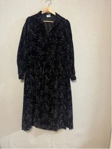 Vintage 80’s Laura Ashley Crushed Velvet Victorian Whimsigoth Floral Dress Us 8 - Picture 1 of 7