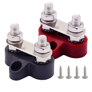 2 Pcs Battery Junction Block 1/4 Inch Dual Studs Power Distribution Block - Picture 1 of 6