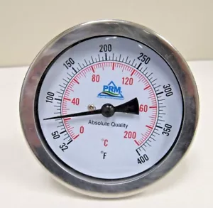 New PRM 32-400F/ 0-200C Temperature Gauge 3" 304 SS Case ½ " NPT Back 4" Stem - Picture 1 of 4