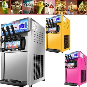 Commercial Soft Ice Cream 3 Flavor Steel Frozen Yogurt Cone Maker Machine - Picture 1 of 20