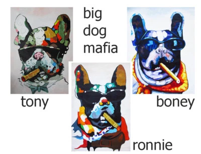 Impresión de póster de perro para marco de vidrio pintura de arte pop Mafia Ronnie A0 A1 A2 A3 Foto 1 de 3