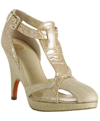 正品 Versace 米黄色拉菲亚鳄鱼楔形凉鞋浅口皮革帆布 39.5 9.5  — 第 1/4 张图片