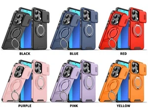 Ring Stand PC+TPU Back Case Push Window For Redmi Note 13 Pro+ 5G Tempered Glass - Picture 1 of 24