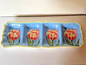 Certified International Divided Tray Relish Dish Tulip - RARE Pamela Gladding - Picture 1 of 11