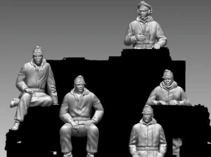 Peddinghaus 3 D Druck 1/72 72F016 5 Mann Deutsche Panzercrew im Winterzeug sitze