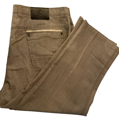 Pantalones chinos Enzo para hombre informales de algodón de mezclilla pantalones TAN 44x26 Foto 1 de 4