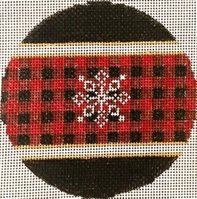 Needlepoint Handpainted Suzie Vallerie Buffalo Check Snowflake 4" - Image 1 of 4