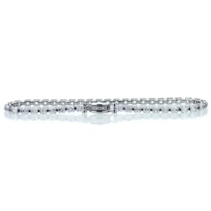 7.5" Rhodium Plated Silver 3mm Princess Square Cubic CZ Women Tennis Bracelet - Picture 1 of 3
