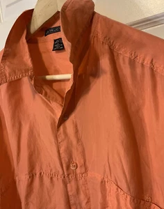 Vintage 80s Structure Mens Sz L Silk Button Shirt Fashion Orange - Picture 1 of 8