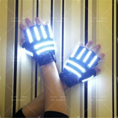 1Pairs LED Light DJ Gloves Clubbing Party Dancer Music Halloween Stage Show Prop - Image 1 of 4