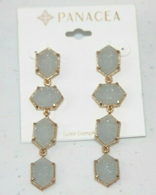 Panacea Light Blue Faux Drusy Drop Earrings  gold plated brass   #52  - Image 1 of 3