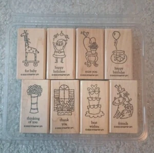 Vintage Holz Gummi Tinten Stempel 8 Lot - Bild 1 von 5