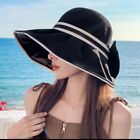 Summer Bowtie Fisherman Hat Foldable Big Brimmed Sun Hat New Hollow Straw Hat