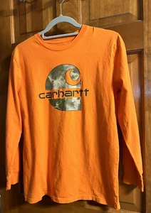 Carhartt Youth Long Sleeve Graphic Crew Neck T-Shirt Orange Size Large 14/16 - Picture 1 of 8