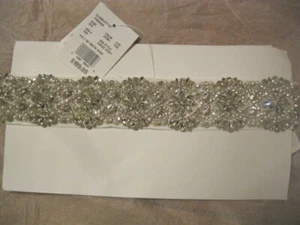 DAVID'S BRIDAL SCALLOPED RHINESTONE SASH, S2032 IVORY BRAND NEW, NEVER USED - Picture 1 of 3