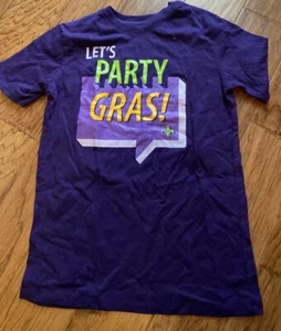 Mardi Gras Youth Large 10/12 Purple Graphic Design T-Shirt New Fast Ship - Picture 1 of 3
