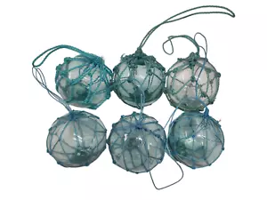 Lot of 6 JAPANESE GLASS FISHING NET FLOAT Buoy Balls 2 3/4 inches wide (6.985cm) - Picture 1 of 14