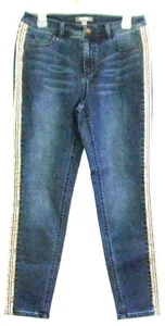 NEW LISA RINNA COLLECTION BLACK OR BLUE SKINNY TUXEDO STRIPE BLACK OR BLUE JEANS - Picture 1 of 7