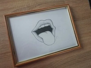 Mouth Framed Drawing Original Art Size A4 - Picture 1 of 1