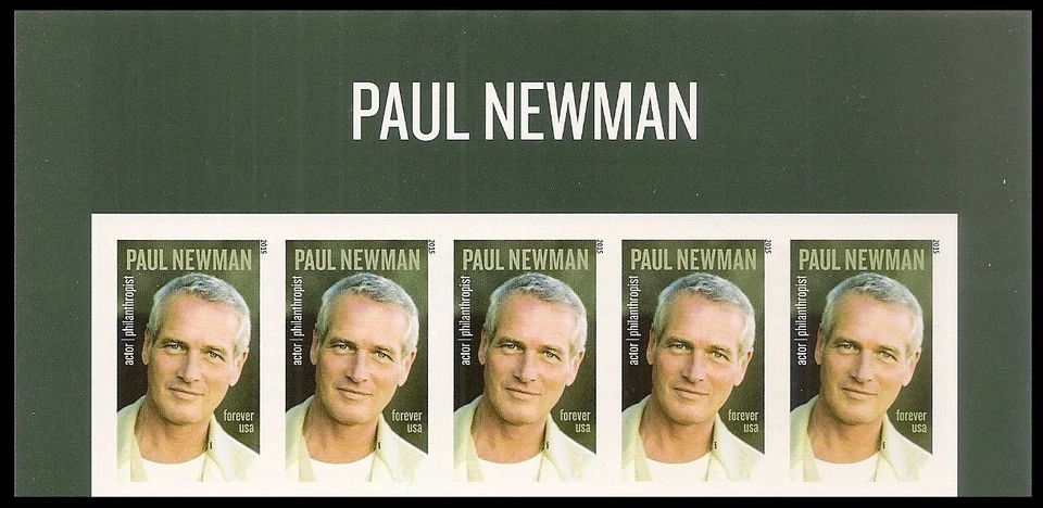 US 5020a Paul Newman imperf NDC header strip 5 MNH 2015 - Image 1 of 1