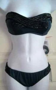 Badgley Mischka Luxe Indigo Beaded Hipster Bikini Swim Swimsuit Size 6 NWT - Picture 1 of 8