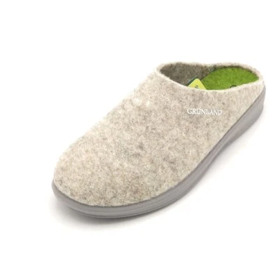 Grunland CI2618 pantofola tessuto panno beige-verde fondo gomma - Immagine 1 di 4