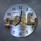 Tulup Echt-Glas Uhr Wanduhr Rund K&#252;che 30 cm  Skyline mehrfarbig