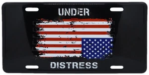 USA American Flag Under Distress Black Aluminum 6"x12" License Plate Car Tag - Picture 1 of 1