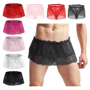 Męskie koronkowe spódnice Sissy G-Sting majtki seksowna bielizna crossdresser bielizna - Zdjęcie 1 z 83