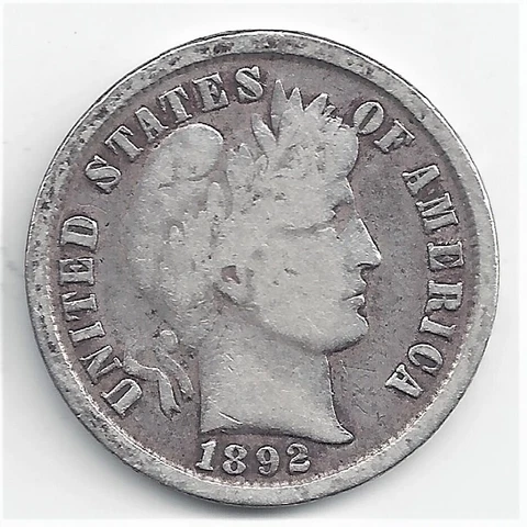 1892 Liberty Head Barber Dime F Details Lot 577 Cover