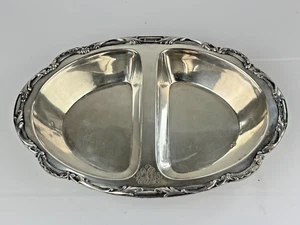 VINTAGE Monogrammed Gorham GM Co. SILVERPLATE OVAL 2 Section SERVING DISH - Picture 1 of 5