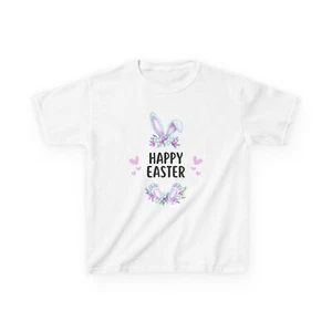 Happy Easter Kids Tee, Cute Bunny Kids T-Shirt, Spring Celebration Shirt, - Picture 1 of 5