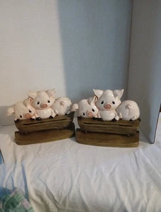 VTG Pair Of Pink Pig Bookends Country Book Ends - Picture 1 of 5