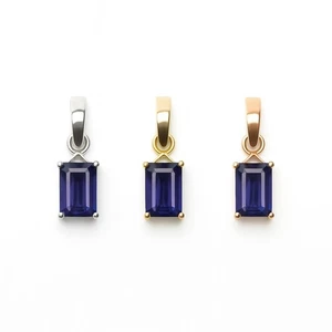 Pendente In Iolite Naturale Al 100% In Argento Sterling 925 Gioielli - Foto 1 di 9
