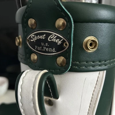 Винтажная сумка для гольфа 1960-е винный контейнер 17 дюймов бутылки для спиртных напитков. Кожа с 3 карманами на молнии  - Изображение 1 из 4