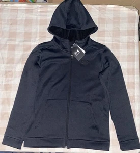 Under Armour Boys Full-Zip Fleece Hoodie Black Sz YLG NWT - Picture 1 of 3