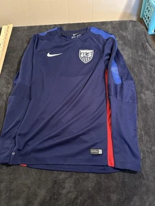 Nike 2015 USA National Soccer Blue Long Sleeve Soccer Jersey Youth Small Dri Fit - Picture 1 of 10