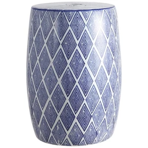 TBL1019A Moroccan Diamonds 18" Ceramic Drum Indoor/Outdoor Garden Stool, Coas... - Picture 1 of 6