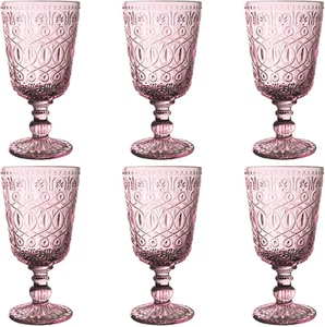 Juego de 6 copas de agua de color púrpura de cristalería vintage - Imagen 1 de 12